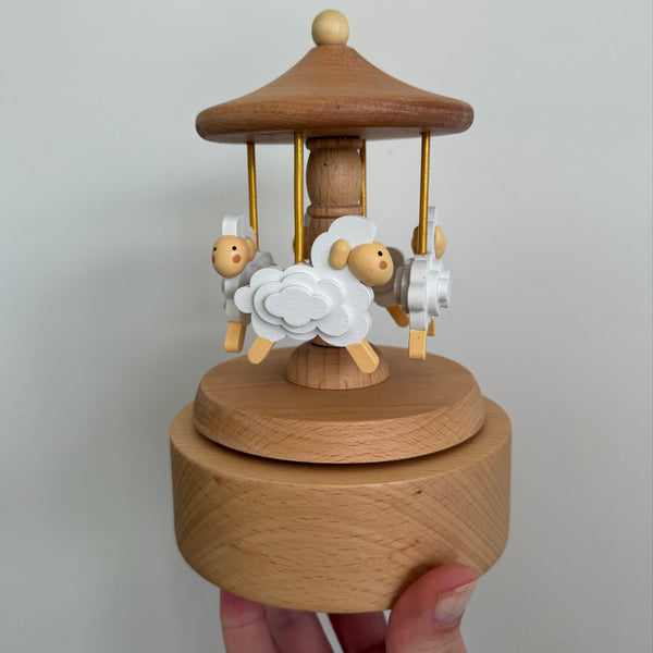 PRE-ORDER | Heirloom Wooden Musical Carousel - Sheep