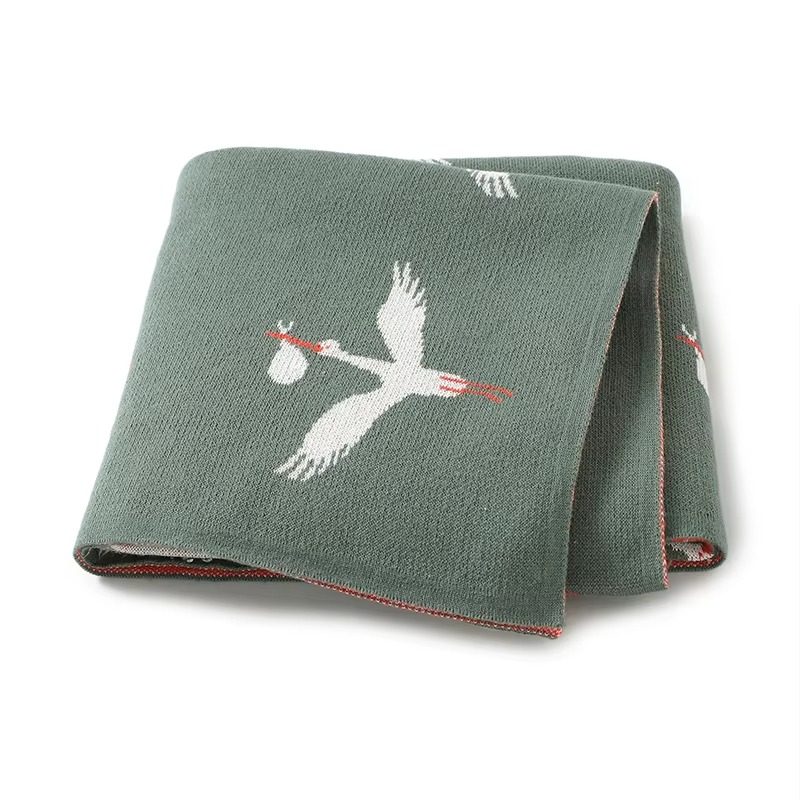 Crane Knitted Blanket