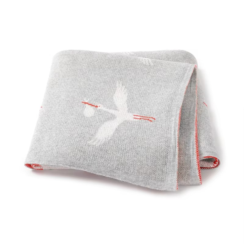 Crane Knitted Blanket