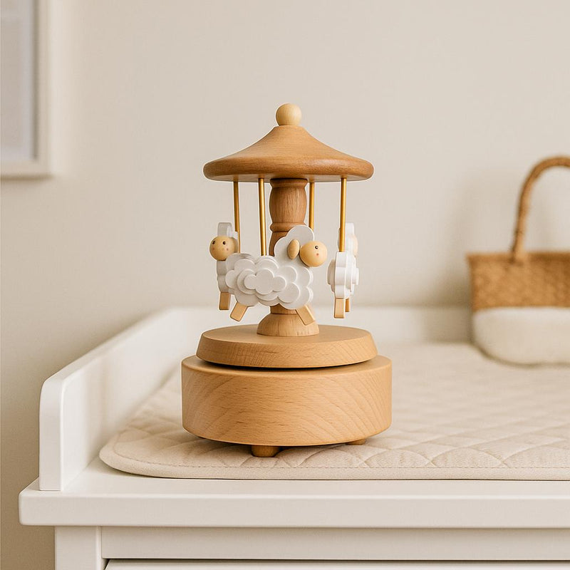PRE-ORDER | Heirloom Wooden Musical Carousel - Sheep