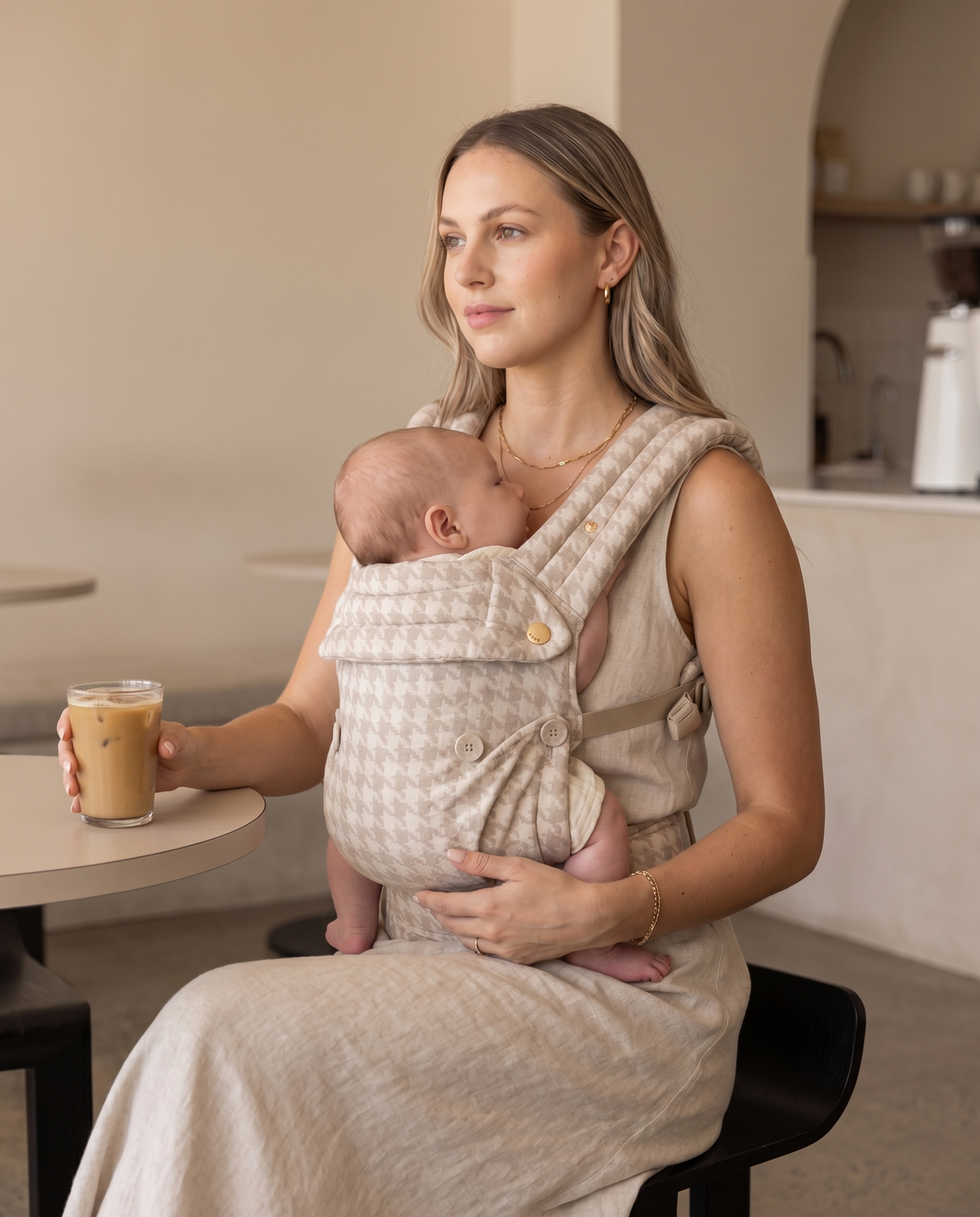 Baby Carrier - Neutral Houndstooth | Wyld Bub