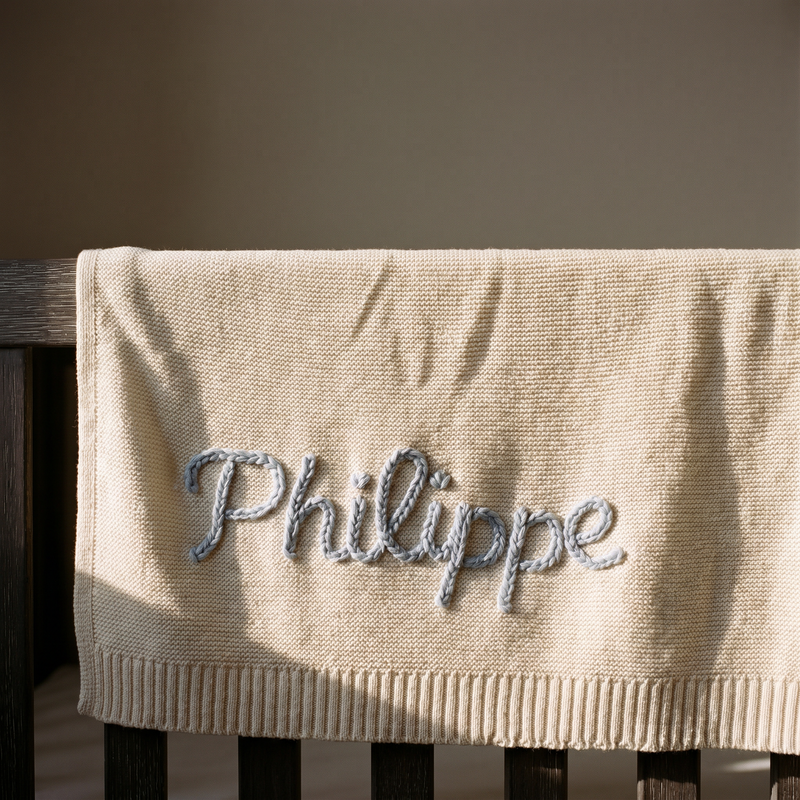 Hand Knitted Personalized Blanket