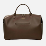 Wyld Bub Everyday Diaper Bag in tan vegan leather, front view with gold Wyld Bub logo
