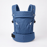 Wyld Bub Denim Blue baby carrier, front view on white background